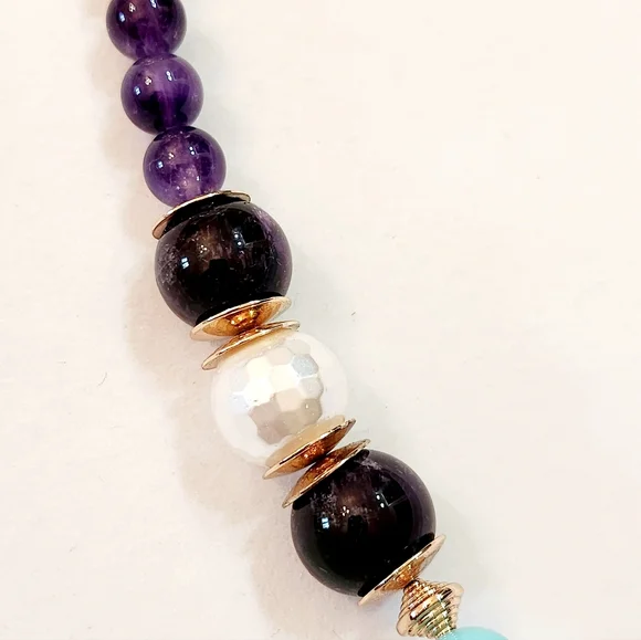 Daniel Espinosa Beautiful Mulit Stone Necklace Tourquiose Amethyst Pearl NIB